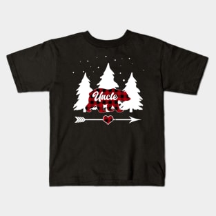 Uncle Bear Buffalo Plaid Christmas Matching Family Pajama Kids T-Shirt